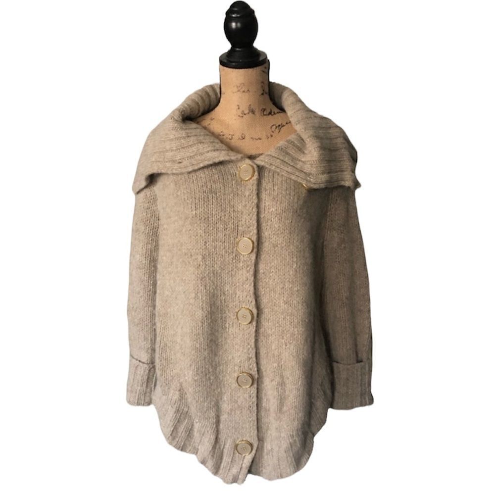 sleeping on snow poncho wool blend button up sweater